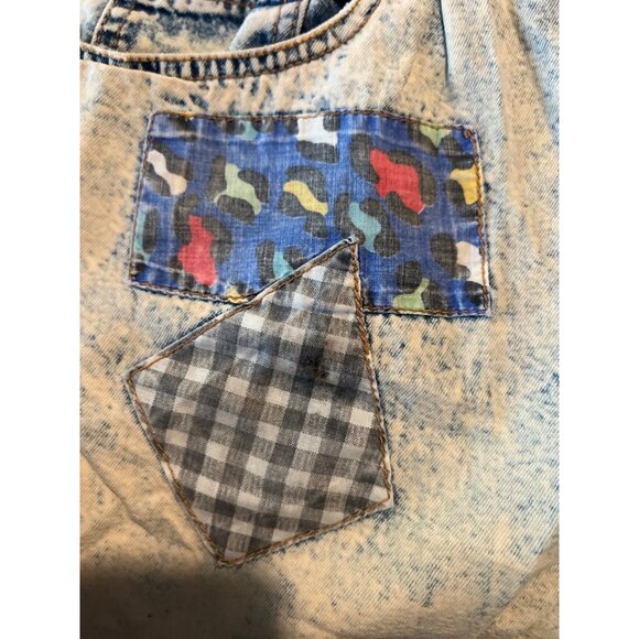 Vintage Zena Womens Acid Wash Denim Patchwork Shorts Size 13 Made In USA - Picture 7 of 10